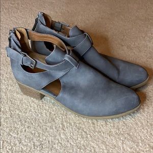 Grey booties with cut outs